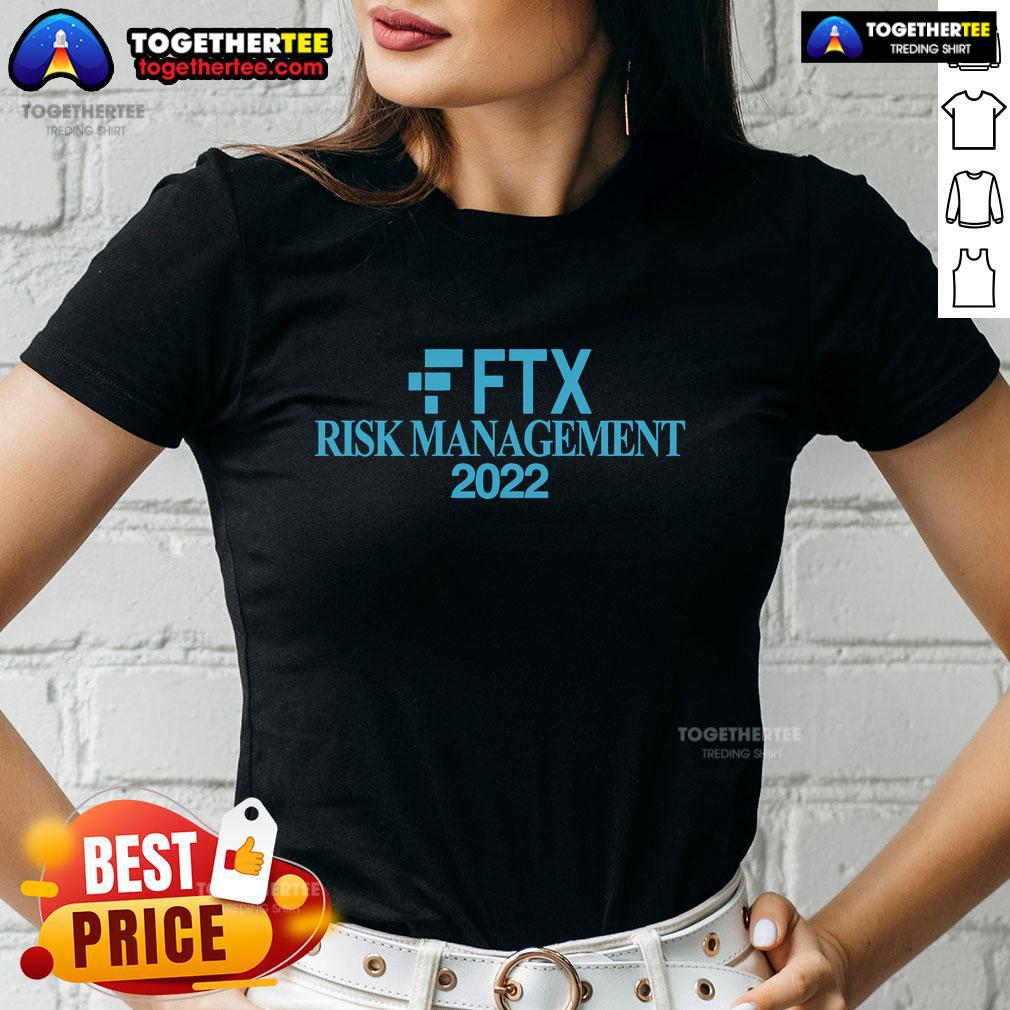 Official FTX Risk Management 2022 SBF Ladies Tee featuring a stylish design for crypto enthusiasts.