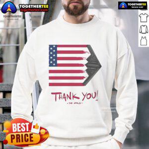 Alt Text: Official Gunther Eagleman Thank You Flag USA Sweatshirt featuring a patriotic design and comfortable fit for all occasions.
