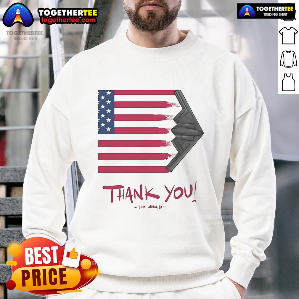 Alt Text: Official Gunther Eagleman Thank You Flag USA Sweatshirt featuring a patriotic design and comfortable fit for all occasions.