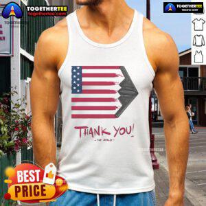 Official Gunther Eagleman Thank You Flag USA tank top featuring a patriotic design and vibrant colors.
