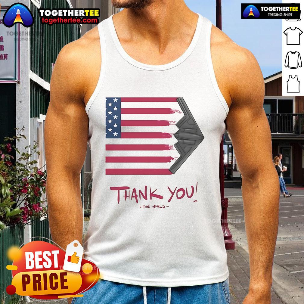 Official Gunther Eagleman Thank You Flag USA tank top featuring a patriotic design and vibrant colors.