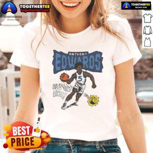 Official Homage Anthony Edwards gray tee for ladies featuring Minnesota Timberwolves logo and stylish design.