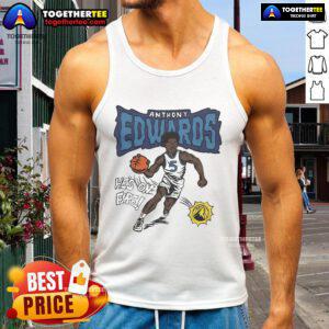 Gray Minnesota Timberwolves tank top honoring Anthony Edwards, showcasing team spirit and style for fans.