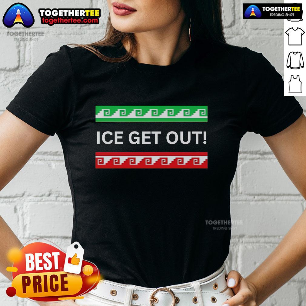 Official ICE GET OUT Resistance Ladies Tee featuring a bold design perfect for activism and stylish casual wear.
