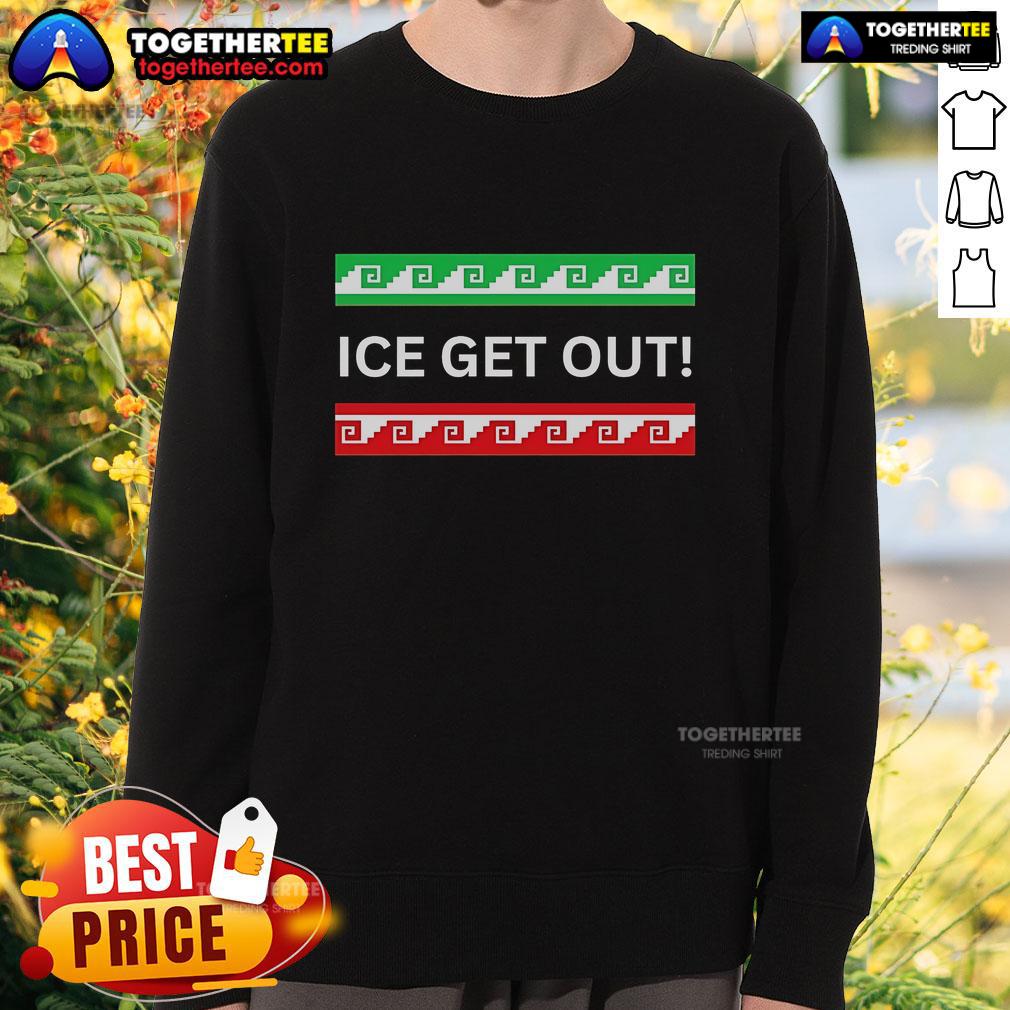 Alt Text: Official ICE GET OUT Resistance Sweatshirt featuring bold graphics and a comfortable fit for activism and everyday wear.