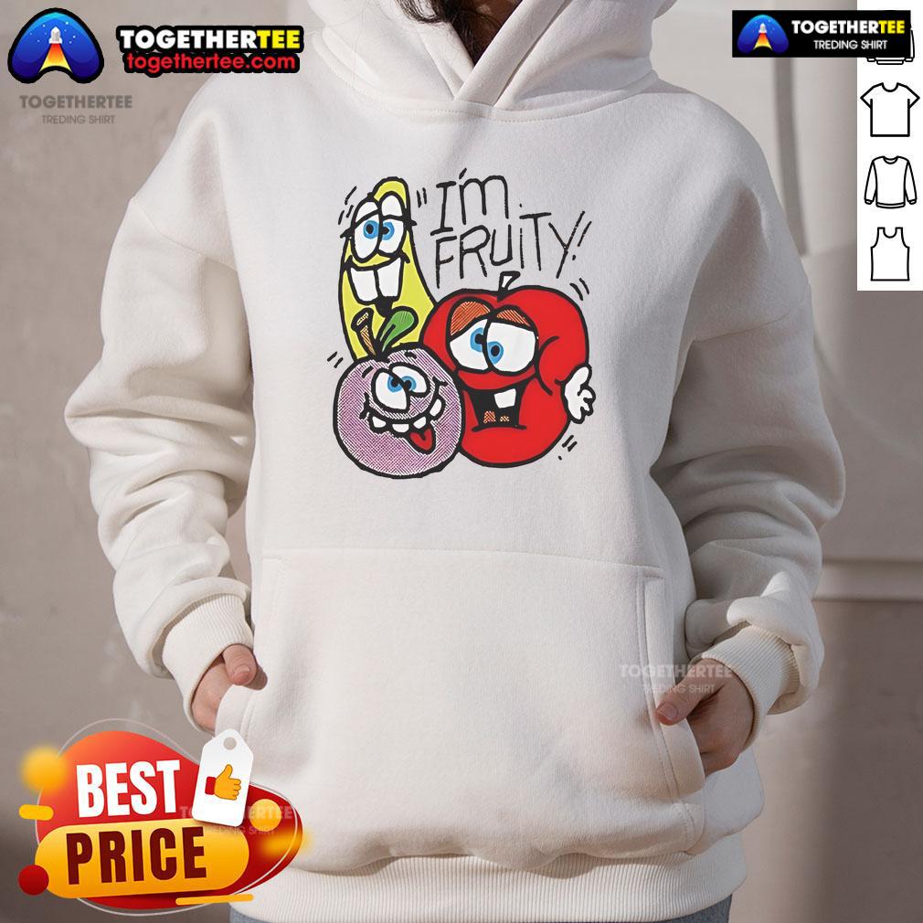 Official Im Fruity Funny Hoodie featuring colorful fruit graphics and a playful design for casual wear.