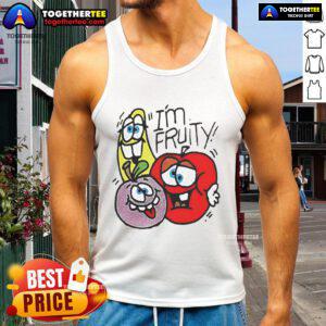 Official Im Fruity Funny Tank Top featuring a colorful fruit design, perfect for summer casual wear.