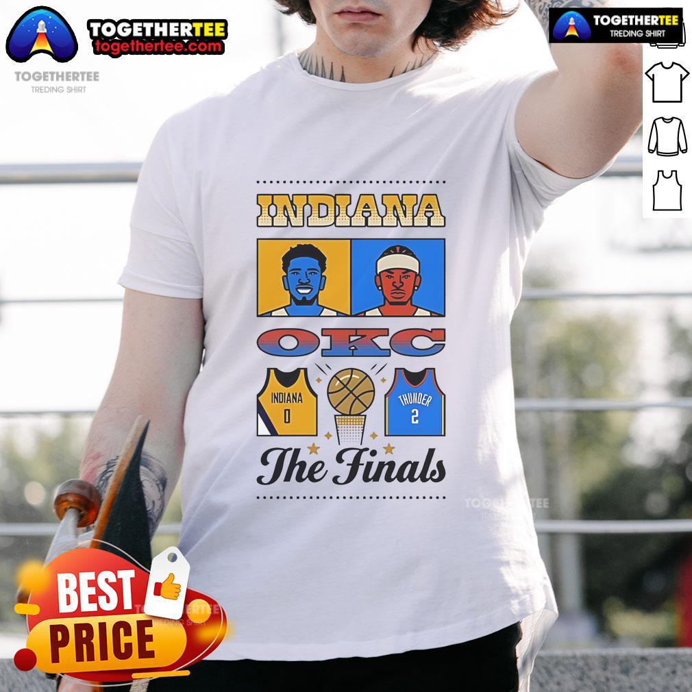 Alt Text: Official Indiana OKC The Final T-Shirt featuring bold graphics celebrating Indiana's victory in the OKC championship.