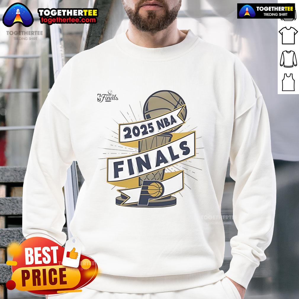 Official Indiana Pacers 2025 NBA Finals Clutch Sweatshirt in navy blue, featuring team logo and stylish design.