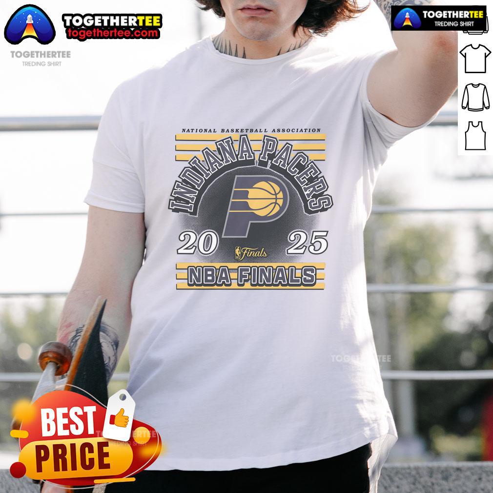 Official Indiana Pacers NBA Finals 2025 T-Shirt featuring team colors and logo, perfect for fans and collectors.
