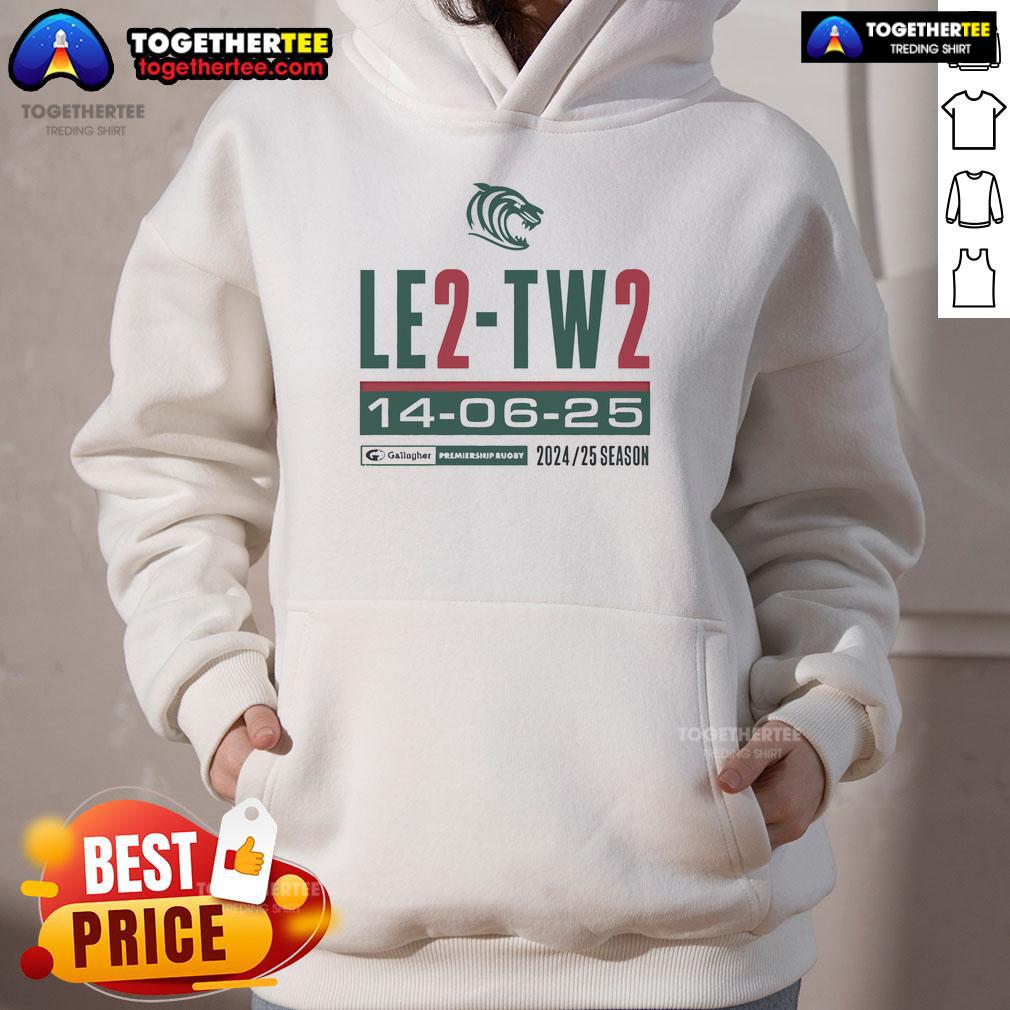 Official Leicester Tigers LE2 TW2 hoodie in black, featuring the team logo and stylish design for fans.