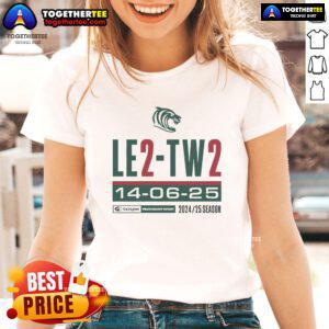 Official Leicester Tigers LE2 TW2 Ladies Tee, stylish women's sportswear featuring team logo and vibrant design.