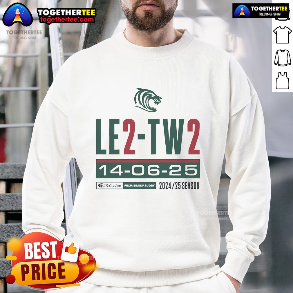 Official Leicester Tigers LE2 TW2 Sweatshirt featuring team logo, perfect for fans and casual wear.