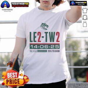 Alt Text: Official Leicester Tigers Le2-Tw2 T-Shirt featuring vibrant team colors and logo, perfect for fans.