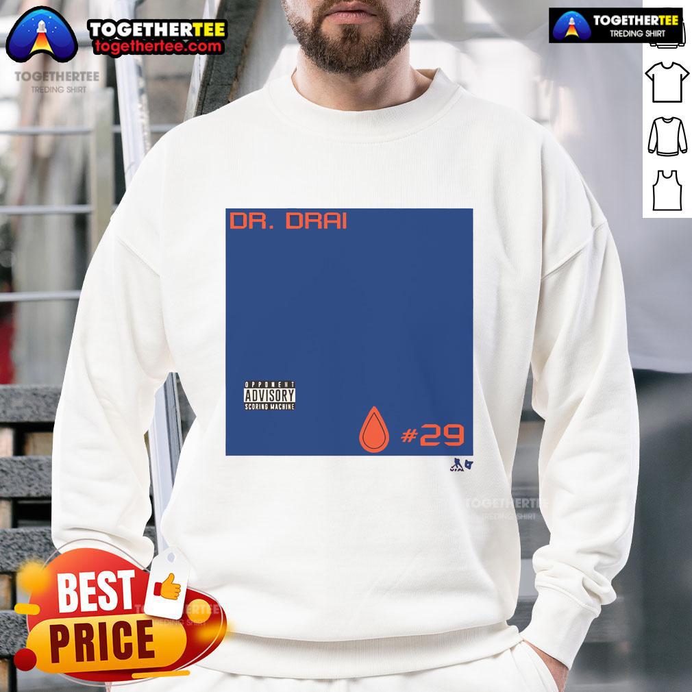 Official Leon Draisaitl Dr. Drai sweatshirt featuring a stylish design and team colors, perfect for fans and supporters.