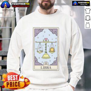 Official Libra Card Sweatshirt in navy blue, featuring a stylish design perfect for astrology enthusiasts.