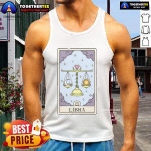 Official Libra Card Tank Top featuring stylish design and vibrant colors, perfect for astrology enthusiasts.