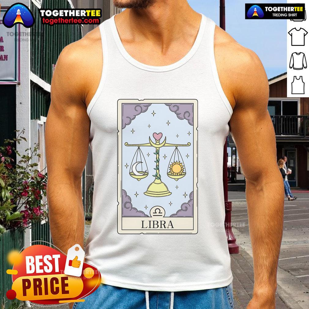 Official Libra Card Tank Top featuring stylish design and vibrant colors, perfect for astrology enthusiasts.