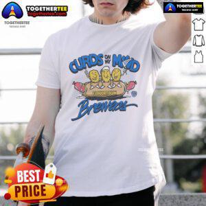 Official MLB x Flavortown Milwaukee Brewers 'Curds On My Mind' T-Shirt featuring vibrant graphics and team colors.
