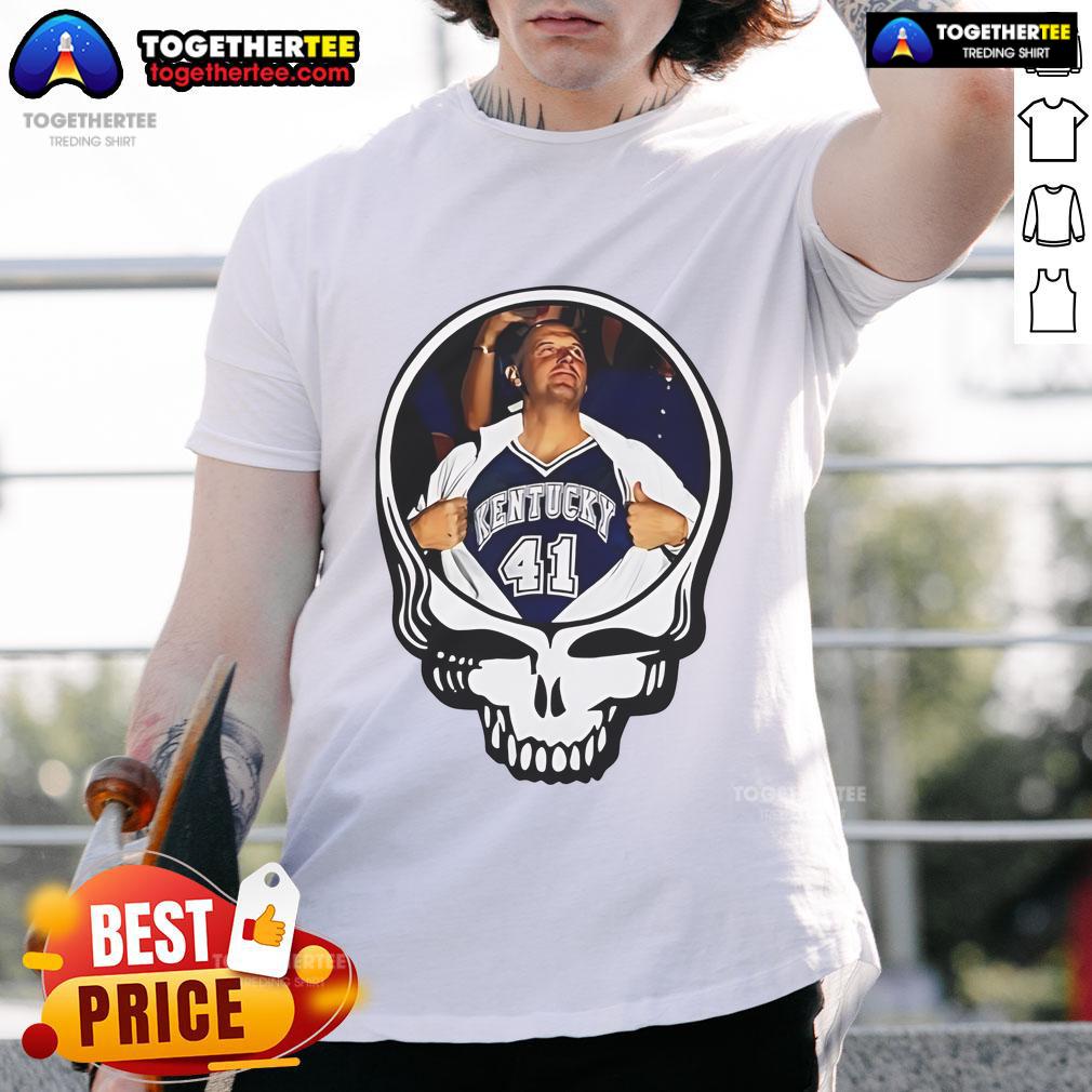 Alt Text: Official Mark Pope Grateful Dead Logo T-Shirt featuring iconic artwork, perfect for fans of the band and vintage style.