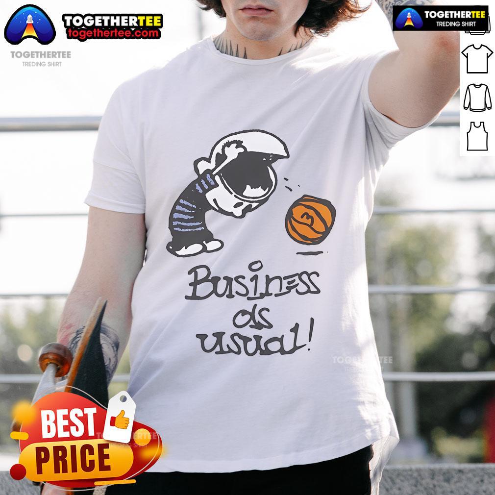 Alt Text: Official Market Studios Business As Usual T-Shirt featuring a stylish design, perfect for casual wear and branding.