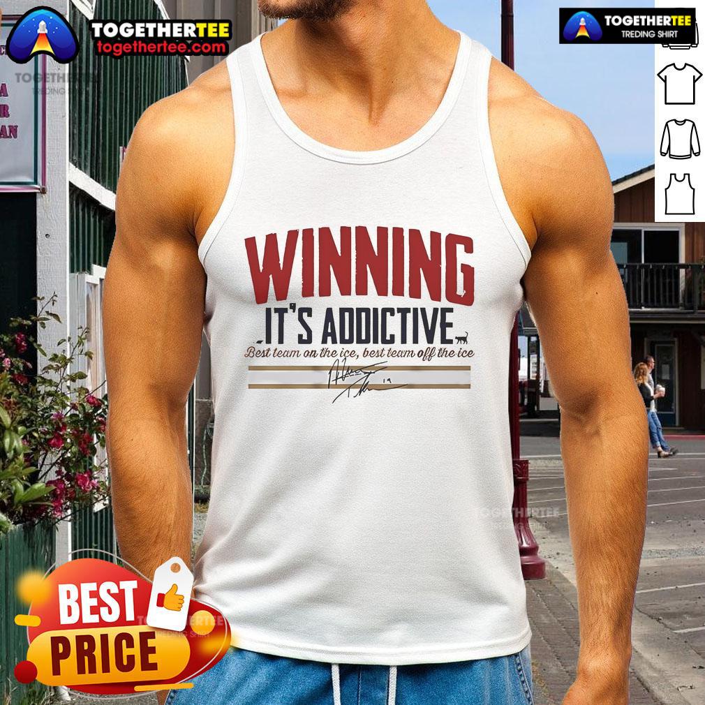 Official Matthew Tkachuk Winning Its Addictive Signature Tank Top featuring bold design and team colors for fans.