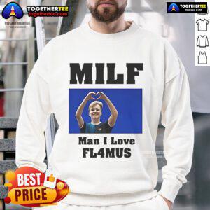 Stylish 'Official Milf Man I Love Fl4mus Sweatshirt' featuring bold graphic design and comfortable fit for casual wear.