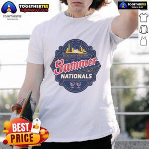 Alt Text: Official Milwaukee Wisconsin Summer Nationals 2025 logo t-shirt featuring vibrant graphics and event details.