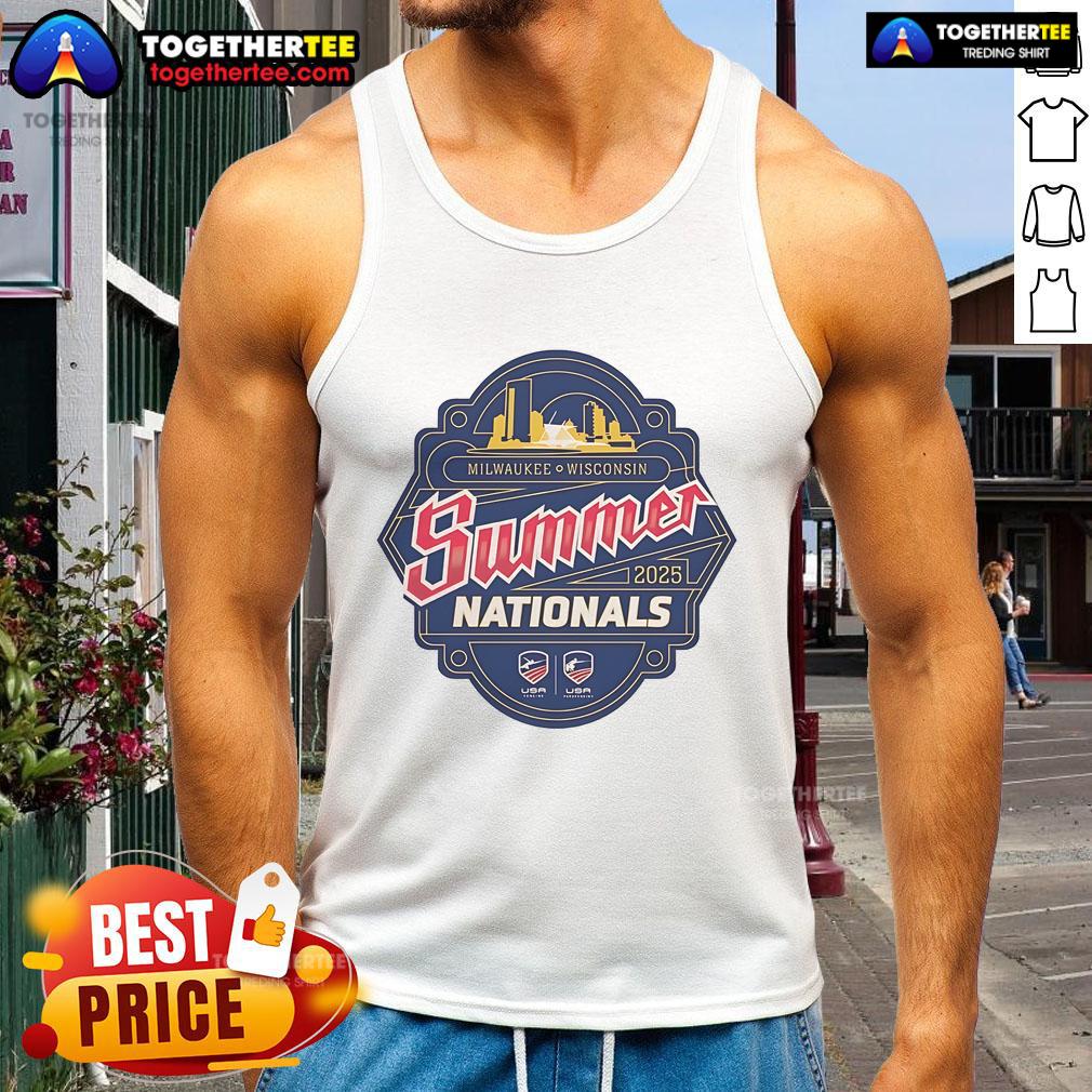 Official Milwaukee Wisconsin Summer Nationals 2025 logo tank top featuring a vibrant design for summer events.