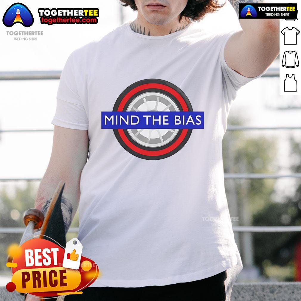 Official Mind The Bias Logo T-Shirt featuring a bold design promoting awareness and inclusivity in a stylish fit.