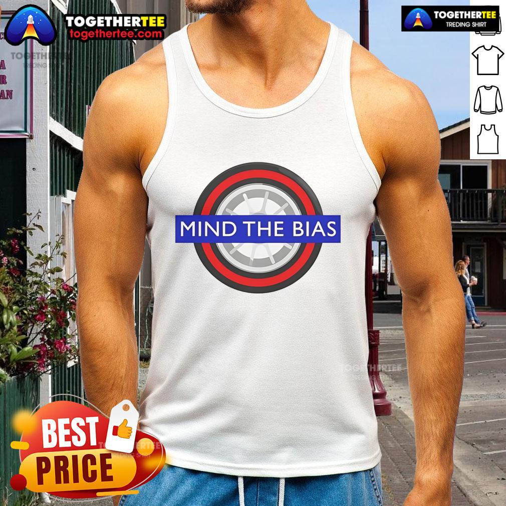 Official Mind The Bias logo tank top featuring a bold design, perfect for promoting awareness and inclusivity.