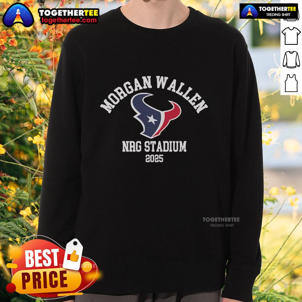 Alt Text: Official Morgan Wallen NRG Stadium 2025 sweatshirt featuring a stylish design and vibrant colors for fans.