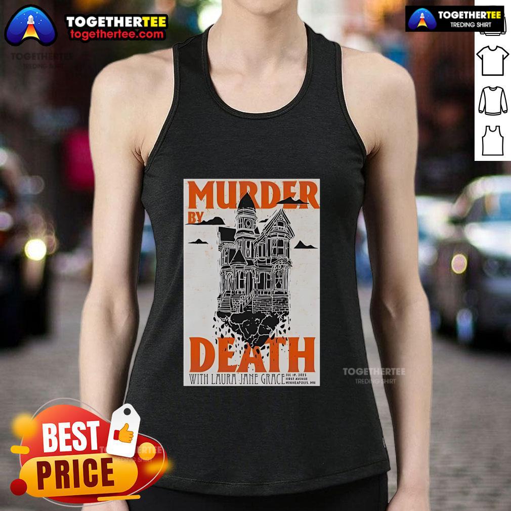 Official Murder By Death July 19, 2025 poster on a tank top at First Avenue, Minneapolis, MN.