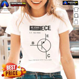 Official NC State University ECE Ladies Tee in red, featuring the university logo and a stylish, comfortable design.