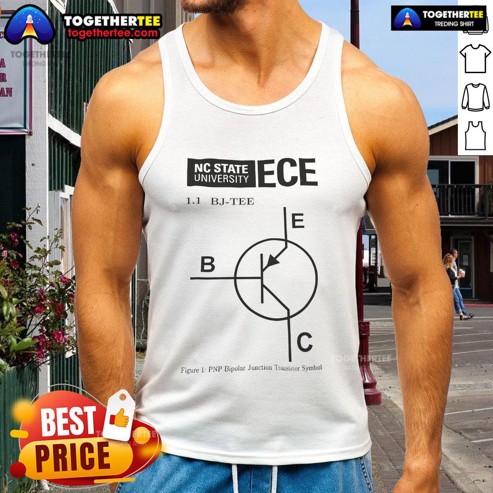 Official NC State University ECE tank top featuring the school's logo in red and white, perfect for fans and students.