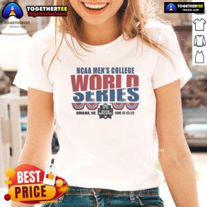 Official NCAA Men's College World Series 2025 75th Anniversary Omaha ladies tee in vibrant colors and stylish design.
