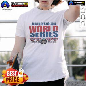 Alt Text: Official NCAA Men's College World Series 2025 75th Anniversary Omaha T-Shirt featuring vibrant graphics and team logos.