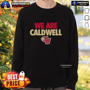 Alt Text: Official We Are Caldwell Cougars Sweatshirt in navy blue, featuring the Cougars logo and stylish design.