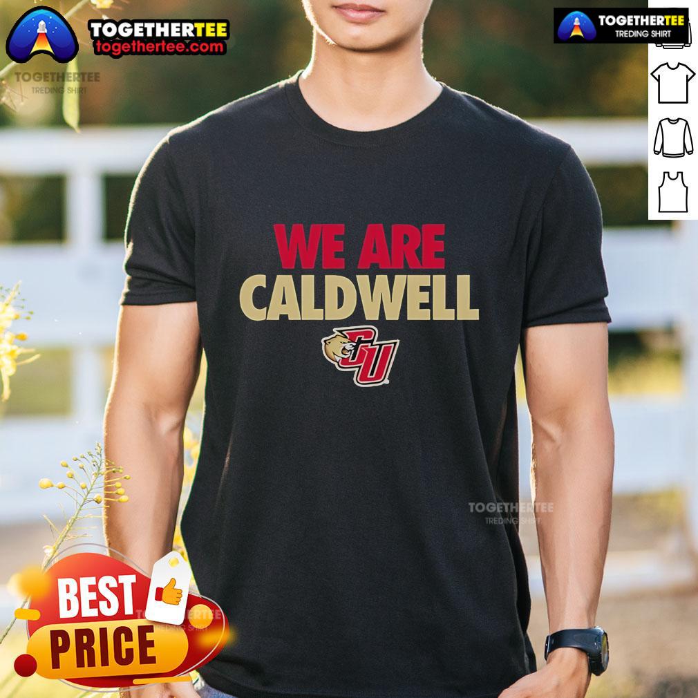 Alt Text: Official New We Are Caldwell Cougars T-Shirt featuring vibrant school colors and logo, perfect for fans and supporters.