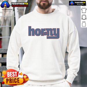Official New York Giants Horny Sweatshirt featuring team logo and vibrant colors, perfect for fans and casual wear.
