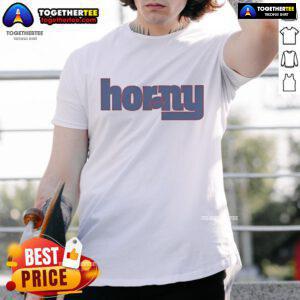 Official New York Giants Horny T-Shirt featuring team logo and vibrant colors, perfect for fans and game day attire.