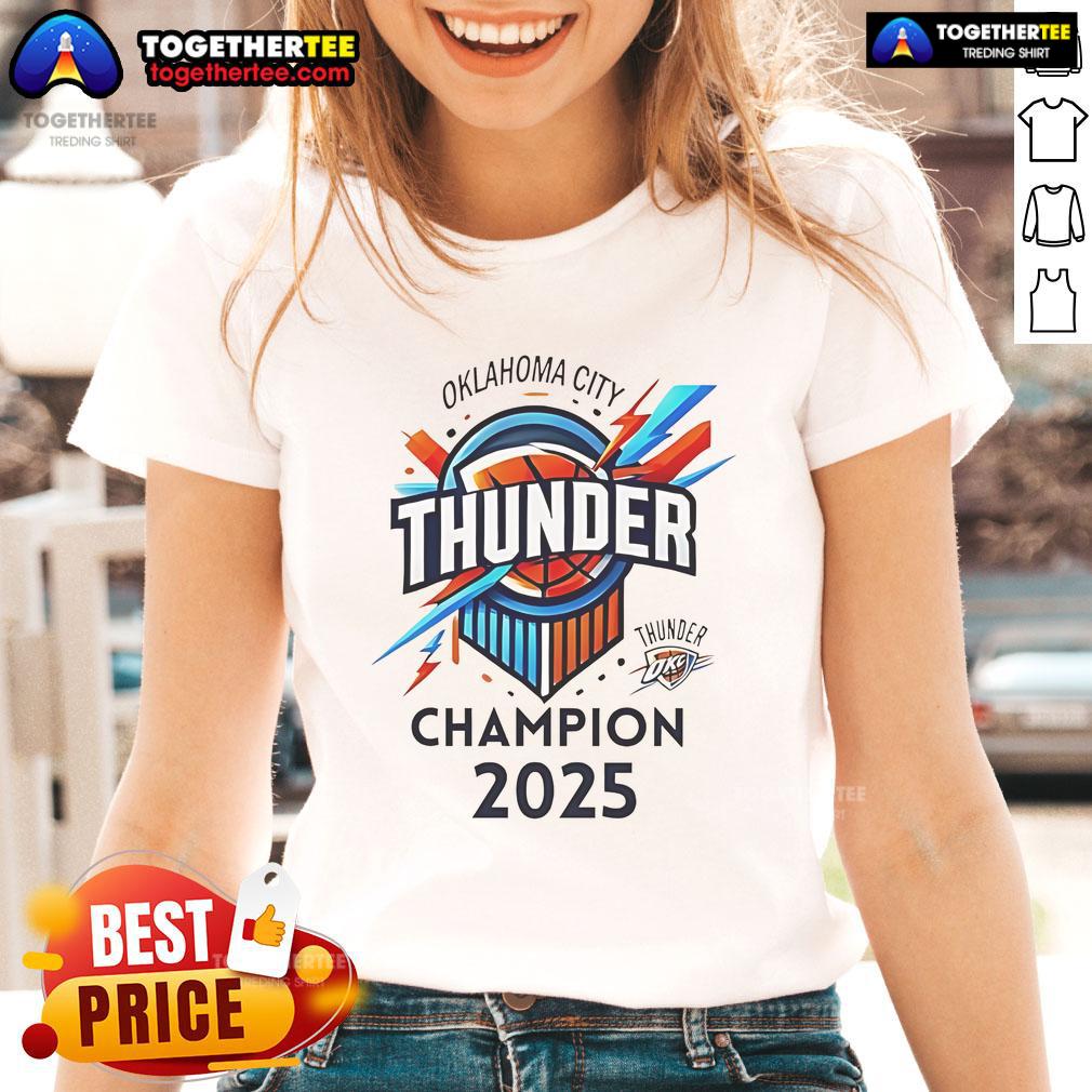 Alt Text: Official OKC Basketball World Champs 2025 Ladies Tee, stylish women's shirt celebrating the championship victory.