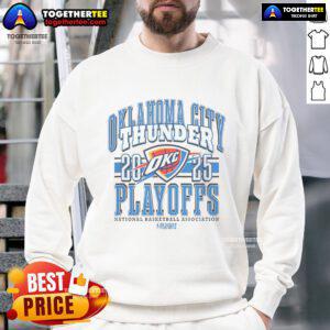Official Oklahoma City Thunder 2025 Playoffs Showtime Sweatshirt featuring team logo and vibrant colors.
