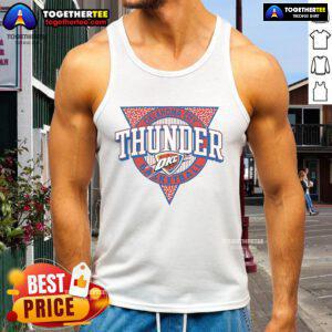 Official Oklahoma City Thunder style logo tank top featuring vibrant colors and team branding for fans.