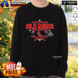 Official Ole Miss Oxford Regional 'The Road to Omaha 2025' sweatshirt featuring team colors and logo.