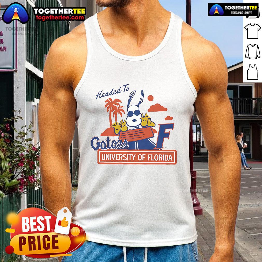 Official Peanuts X Florida tank top for UF fans featuring iconic characters, perfect for warm weather and school spirit.
