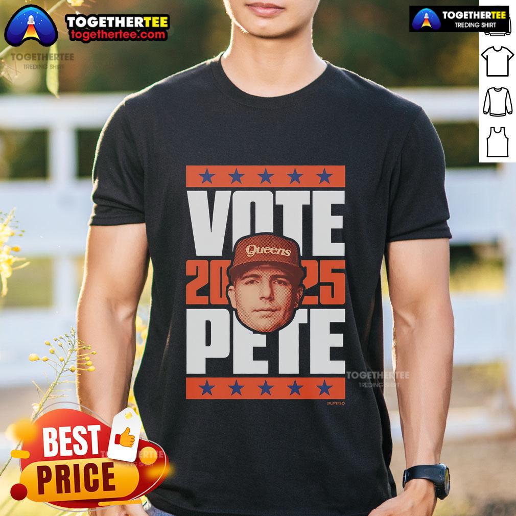 Official Pete Alonso 2025 Vote T-Shirt featuring bold graphics promoting Alonso's candidacy for the upcoming election.