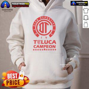 Official Yazbek Diablos Rojos Toluca Campeones 2025 hoodie showcasing team pride and vibrant red design.