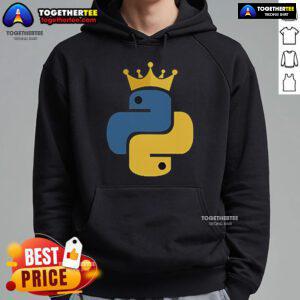 Official Python King Hoodie featuring a stylish design, perfect for Python enthusiasts and programmers.