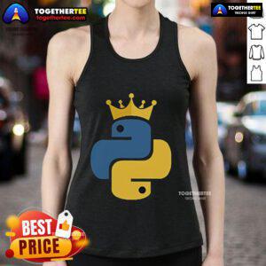 Official Python King Tank Top featuring a vibrant design, perfect for coding enthusiasts and summer wear.